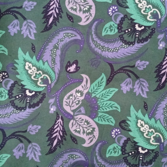 💜Lands' End💜 - Purple/Green Floral Paisley Supima Cotton Button Down - Picture 4 of 11